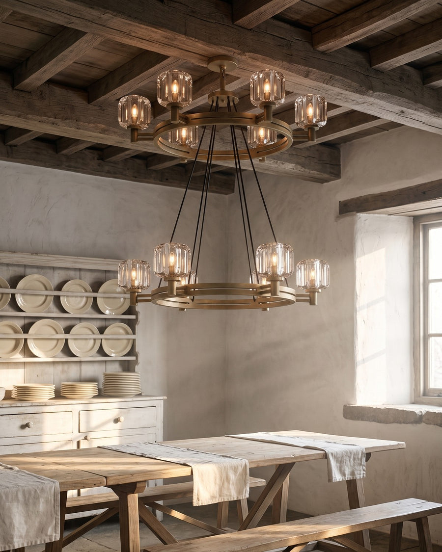 Sculptural Demaret Round Chandelier
