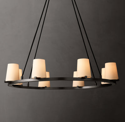 Artisan Pauillac Fabric Shade Round Chandelier – 36" Bronze