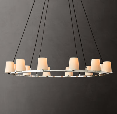 Artisan Pauillac Fabric Shade Round Chandelier – 48" Polished Nickel