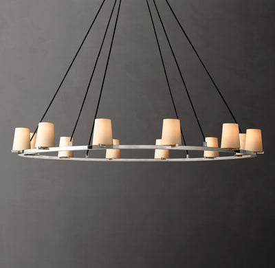 Artisan Pauillac Fabric Shade Round Chandelier – 60" Polished Nickel