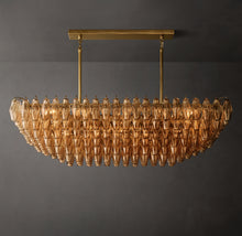 Artisan Chiara Smoke Glass Tiered Rectangular Chandelier
