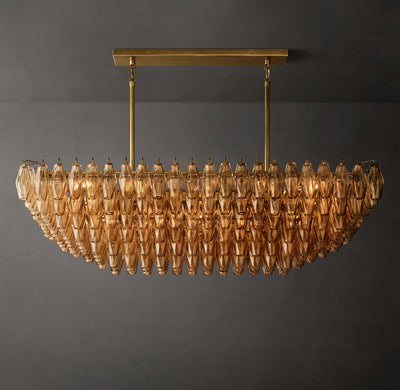 Artisan Chiara Smoke Glass Tiered Rectangular Chandelier