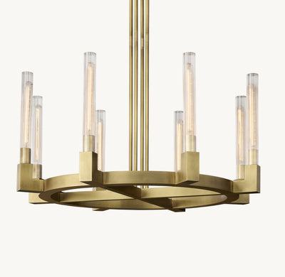 Heritage Cannele Round Chandelier – 36" Lacquered Burnished Brass