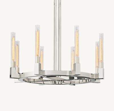 Heritage Cannele Round Chandelier – 36" Polished Nickel