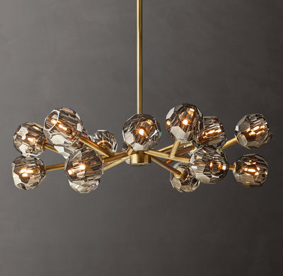 Heritage Boule De Cristal Smoke Glass Round Chandelier – 36" Lacquered Burnished Brass