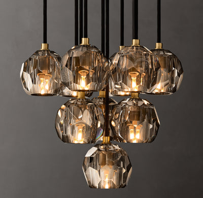 Heritage Boule De Cristal Smoke Glass Round Cluster Chandelier