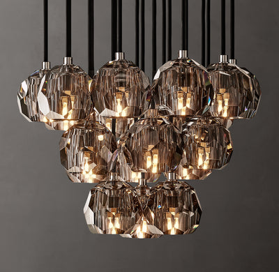 Heritage Boule De Cristal Smoke Glass Round Cluster Chandelier