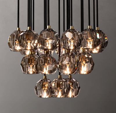Heritage Boule De Cristal Smoke Glass Round Cluster Chandelier
