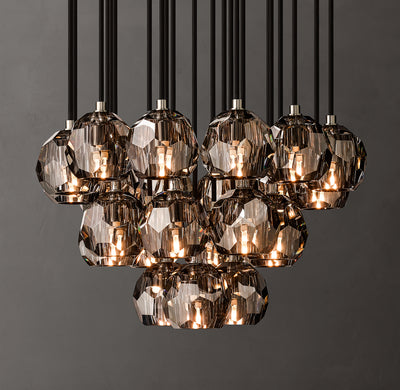 Heritage Boule De Cristal Smoke Glass Round Cluster Chandelier
