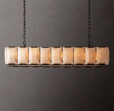 Signature Harlow Calcite Rectangular Chandelier – 62" Iron