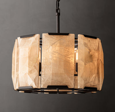 Signature Harlow Calcite Round Chandelier – 19" Iron