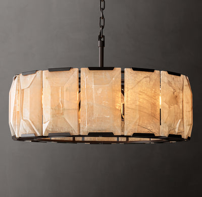 Signature Harlow Calcite Round Chandelier – 31" Iron