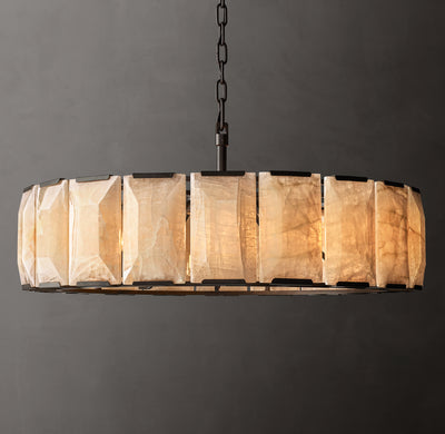 Signature Harlow Calcite Round Chandelier – 43" Iron