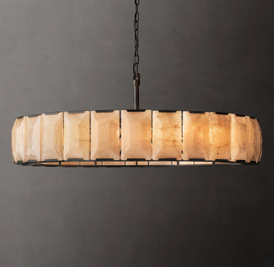 Signature Harlow Calcite Round Chandelier – 60" Iron