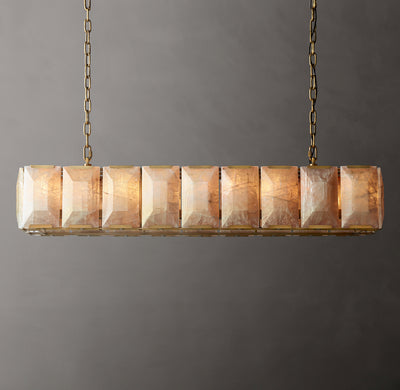 Signature Harlow Calcite Rectangular Chandelier – 62" Lacquered Burnished Brass