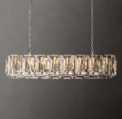 Signature Harlow Crystal Rectangular Chandelier – 54" Polished Stainless Steel