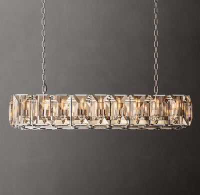 Signature Harlow Crystal Rectangular Chandelier – 62" Polished Stainless Steel