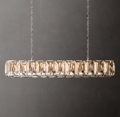 Signature Harlow Crystal Rectangular Chandelier – 74" Polished Stainless Steel