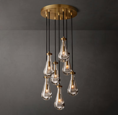 Signature Rain Round Chandelier – 18" Vintage Brass