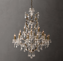 Sculptural 19th C. Rococo Iron & Crystal Round Chandelier – 40" Antiqued Brass/Clear Crystal