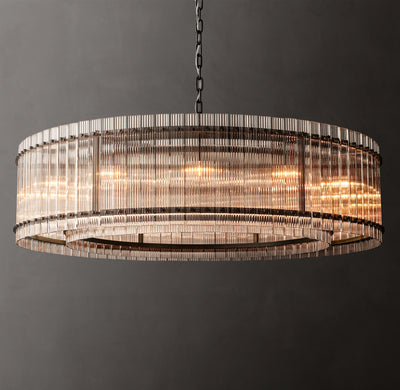 Sculptural San Marco Glass Round Chandelier – 60" Bronze