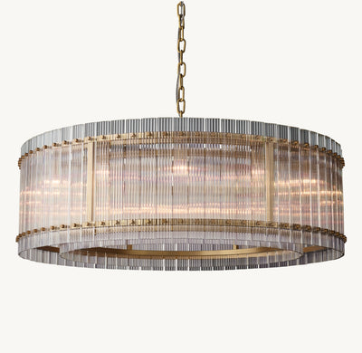Sculptural San Marco Glass Round Chandelier – 48" Antiqued Brass