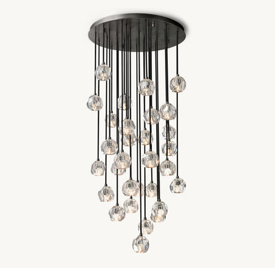 Heritage Boule De Cristal Clear Glass Round Cluster Chandelier – 30" Bronze