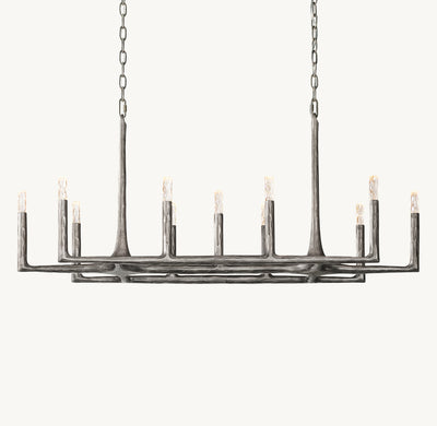 Artisan Thaddeus Linear Chandelier – 54" Forged Pewter