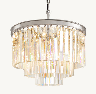 Artisan 1920s Odeon Round Chandelier – 20" Polished Nickel