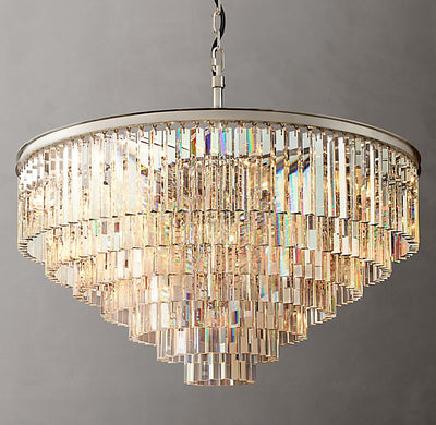 Artisan 1920s Odeon Round Chandelier – 44" Polished Nickel