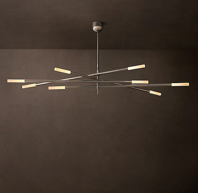 Sculptural Rousseau 8-Light Mobile Etched Rod Chandelier