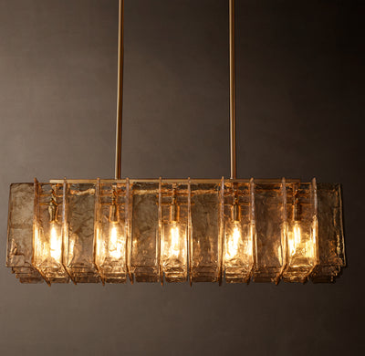 Signature Lattice Smoke Glass Rectangular Chandelier – 49"