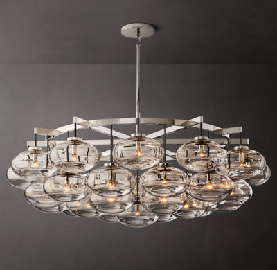 Sculptural Cabrette Clear Glass Round Chandelier