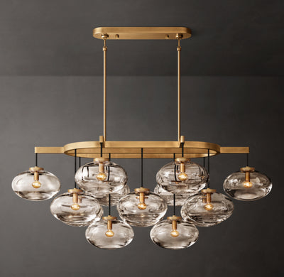 Sculptural Cabrette Clear Glass Linear Chandelier