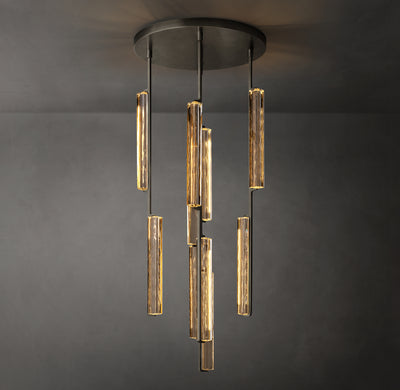 Sculptural Audubon Crystal Round Chandelier