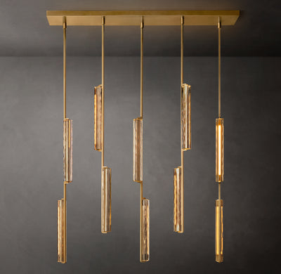 Sculptural Audubon Crystal Linear Chandelier