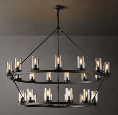 Artisan Ondra Round Two-Tier Clear Glass Chandelier