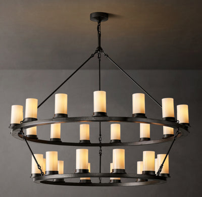 Artisan Ondra Round Two-Tier Milk Glass Chandelier