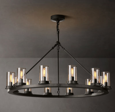 Artisan Ondra Round Clear Glass Chandelier – 36" Iron