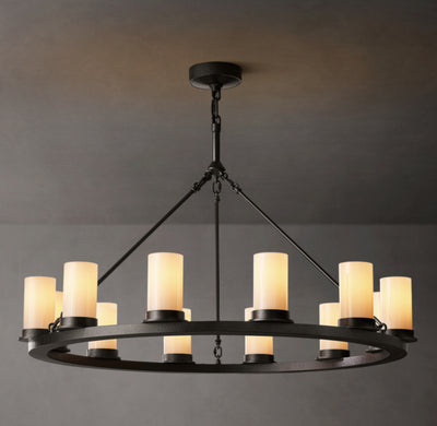 Artisan Ondra Round Milk Glass Chandelier