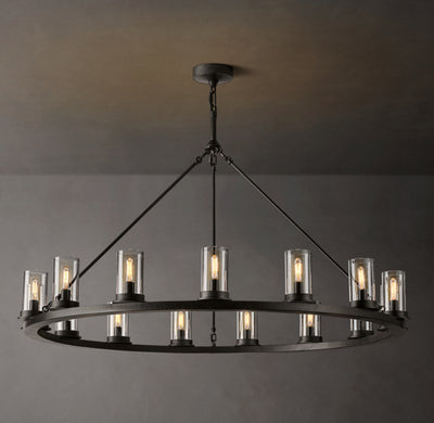 Artisan Ondra Round Clear Glass Chandelier – 48" Iron