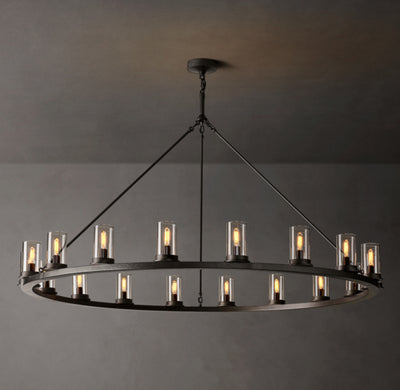 Artisan Ondra Round Clear Glass Chandelier – 60" Iron
