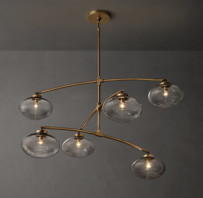 Sculptural Cabrette Clear Glass Mobile Round Chandelier