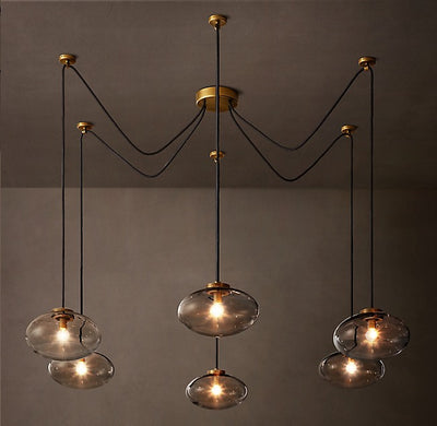 Sculptural Cabrette Clear Glass Suspended Chandelier