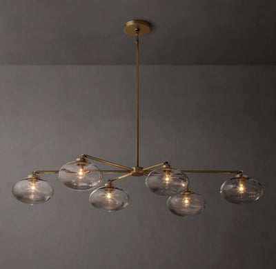 Sculptural Cabrette Clear Glass Mobile Linear Chandelier