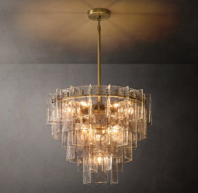 Signature Lattice Clear Glass Tiered Round Chandelier – 36"