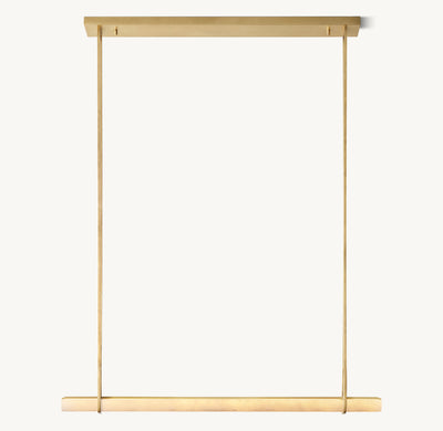 Sculptural Audubon Alabaster Single Bar Linear Chandelier