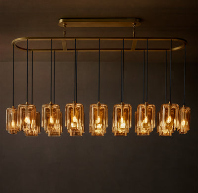 Artisan Lacour Amber Glass Rectangular Chandelier – 72"