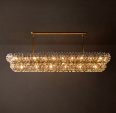 Sculptural Amelia Clear Glass Linear Chandelier – 90"