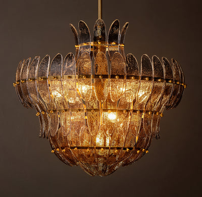 Sculptural Amelia Smoke Glass Round Chandelier – 26"